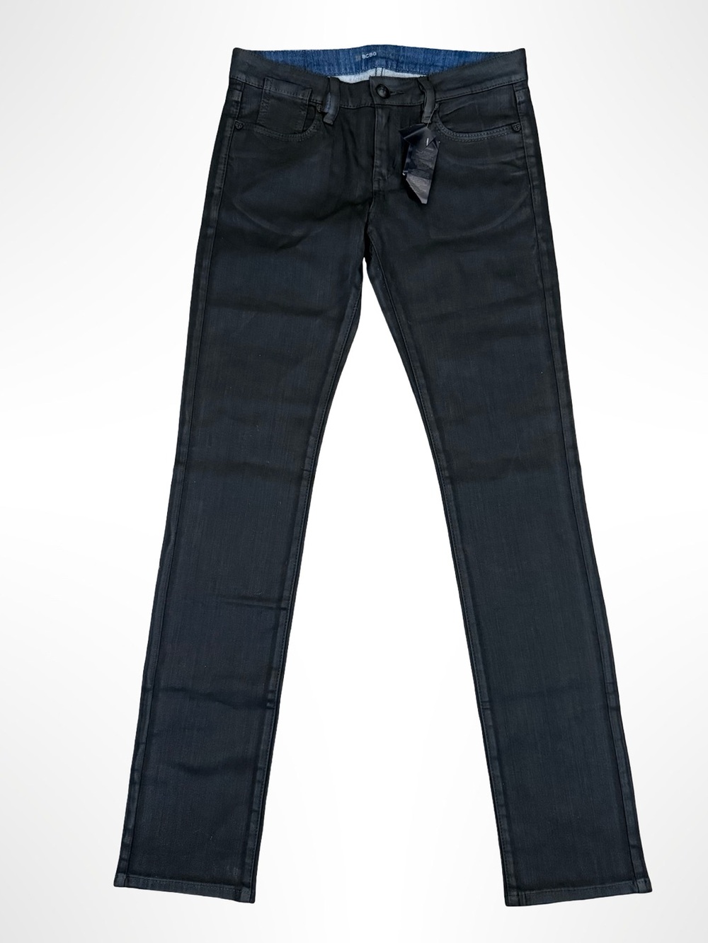 BCBGMAXAZRIA May Skinny Black Coated Jeans Leather Look Goth Rocker Punk Edgy